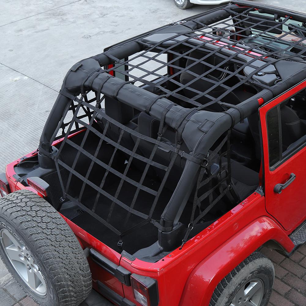 Mesh Cargo Net Trunk Cargo Net for Jeep Wrangler JK JKU 2007-2017 1 PC Black