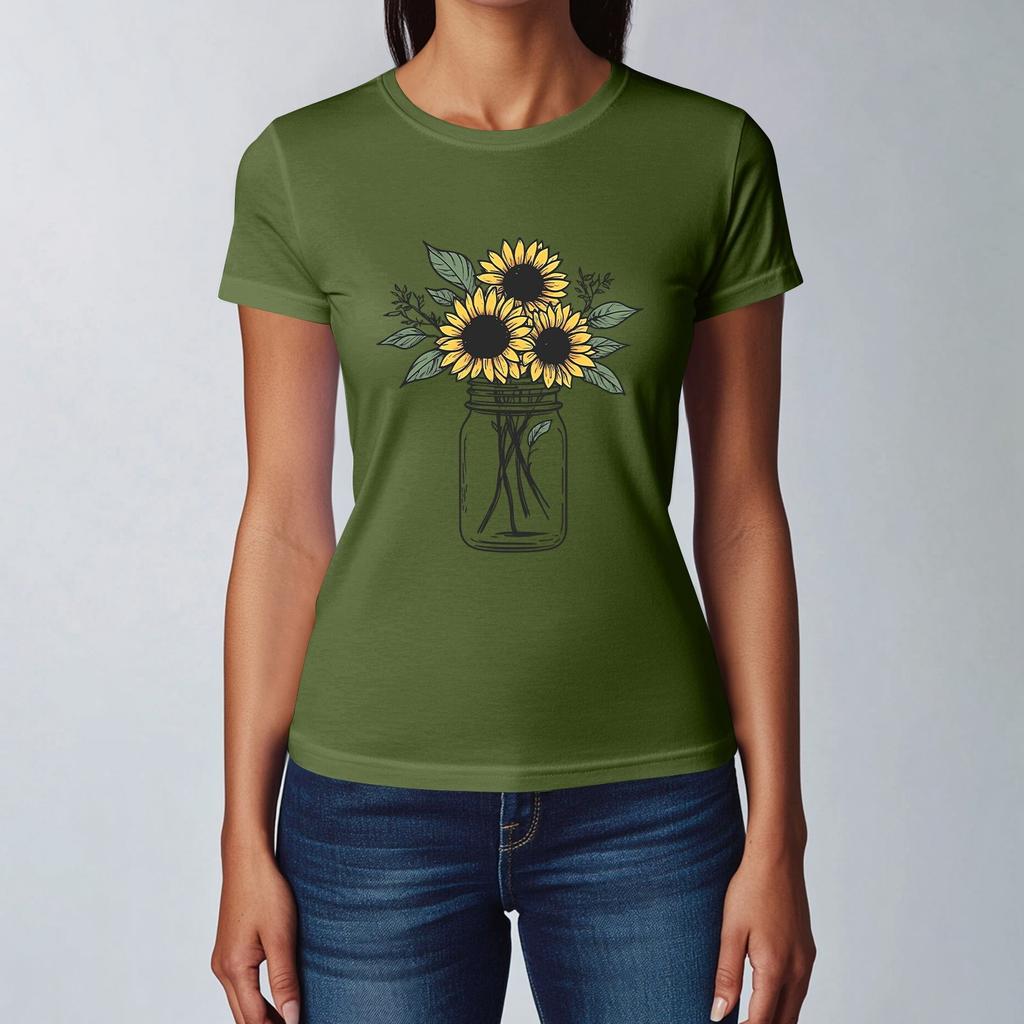 Women's Fashion Casual Printed Short Sleeve Round Neck Pullover Tops