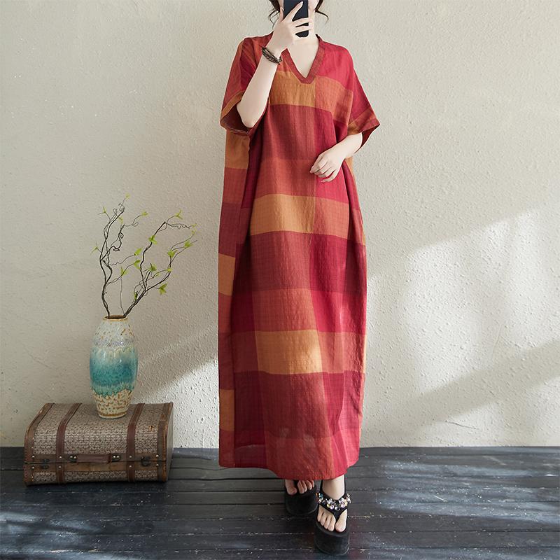 Dimanaf Women 2025 Plus Size Summer Casual Dress Cotton Linen Vintage Loose Basic Long Dress Stripe New