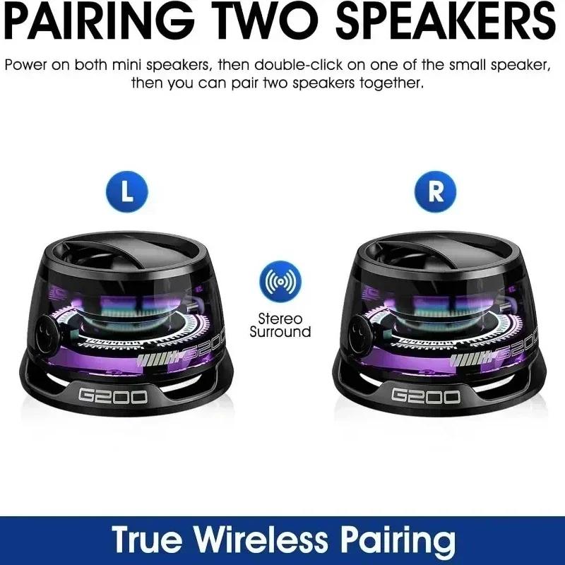 Portable Outdoor Bluetooth Speaker with RGB Lights, Wireless Stereo Sound, Phone Holder for IPhone/Android, Mini Travel Speaker