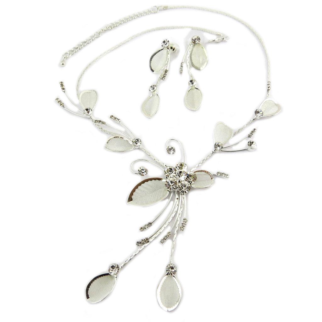 Les Trésors De Lily [P7272] - Silver White 'Sissi' Designer Set (necklace + Earrings)