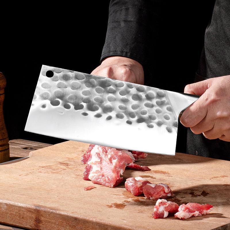 Heavy Kitchen Knives Cleaver Meat Chopping Vegetables Chinese Knife Wood Handle Stainless Steel Chef Knife Hand Forged Blade 8"