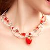 Sweet Imitation Pearl Strawberry Pendant Choker Y2K Beaded Chain Clavicle Double Layer Necklace For Women Boho Jewelry