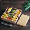 Microwave Double Layer Lunch Box Wooden Salad Bento Box Portable Food Container Box