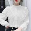 Women's Vintage Lace Blouse Long Sleeve Casual Large Size Blouse Slim French Top