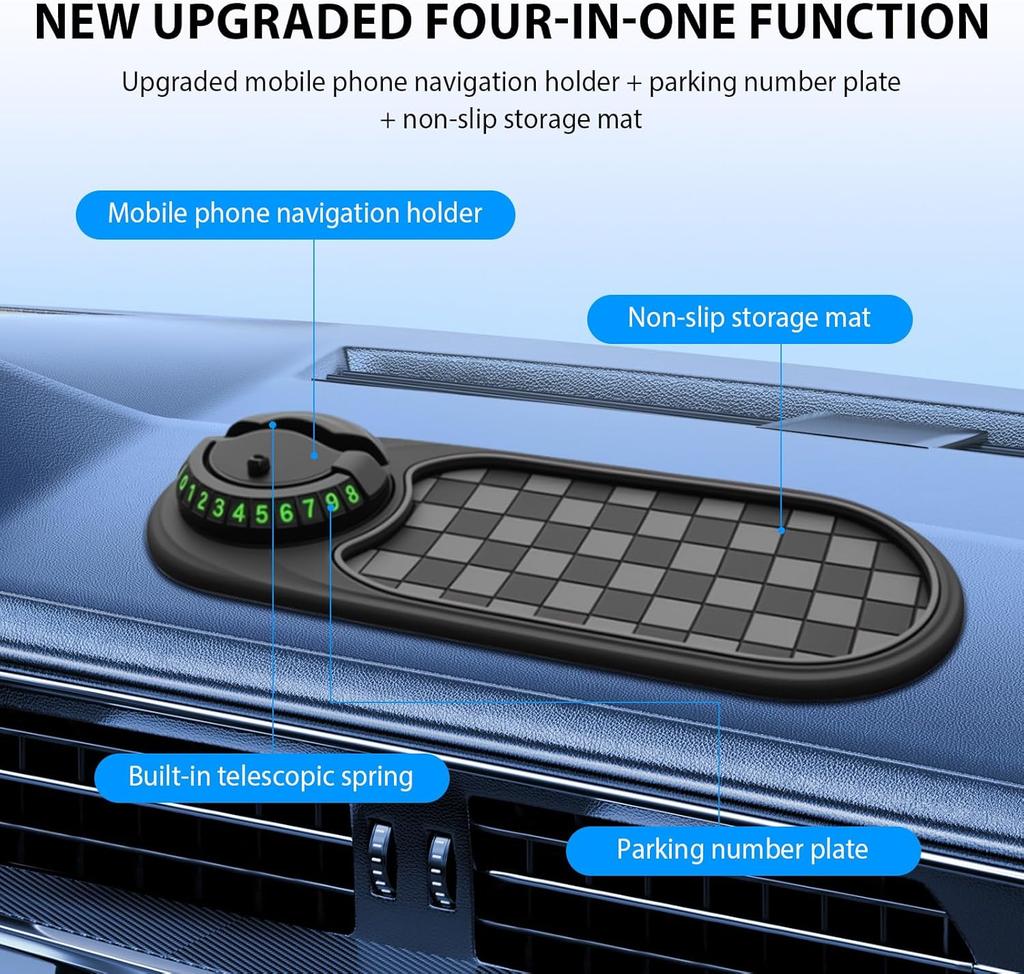 Car Dashboard Phone Holder Multi-functional Auto Non-Slip Adhesive Mat With Parking Phone Number Plate for Car