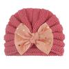 Solid Baby Cotton  Cute Bear Ear Bowknot Turban Hats Sweet Soft 0-4T Elastic Caps for Newborn Baby Boy Girls Headwraps