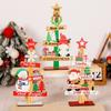 Christmas Home Decoration, Colorful Wooden Christmas Table Setting, Cartoon Santa Claus Wooden Ornaments