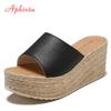 Fashion Aphixta Summer Woman Shoes Platform Wedge Slippers Beach High Heels Women Slipper Ladies Shoes Cork Gold Heel Flip Flop Sandals