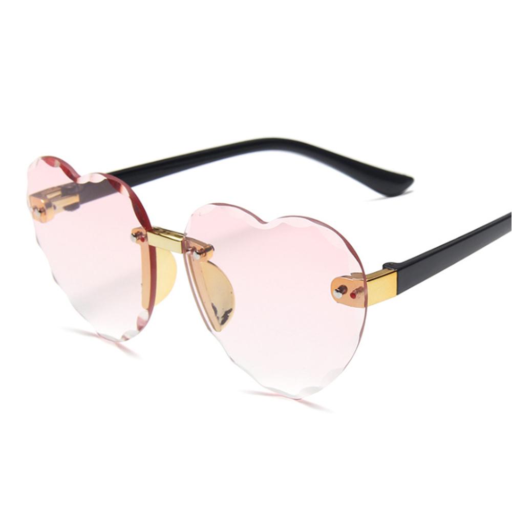 Child Rimless Frame Sunglasses Children Kids Gray Pink Red Lens Fashion Uv400 Protection Eyewear