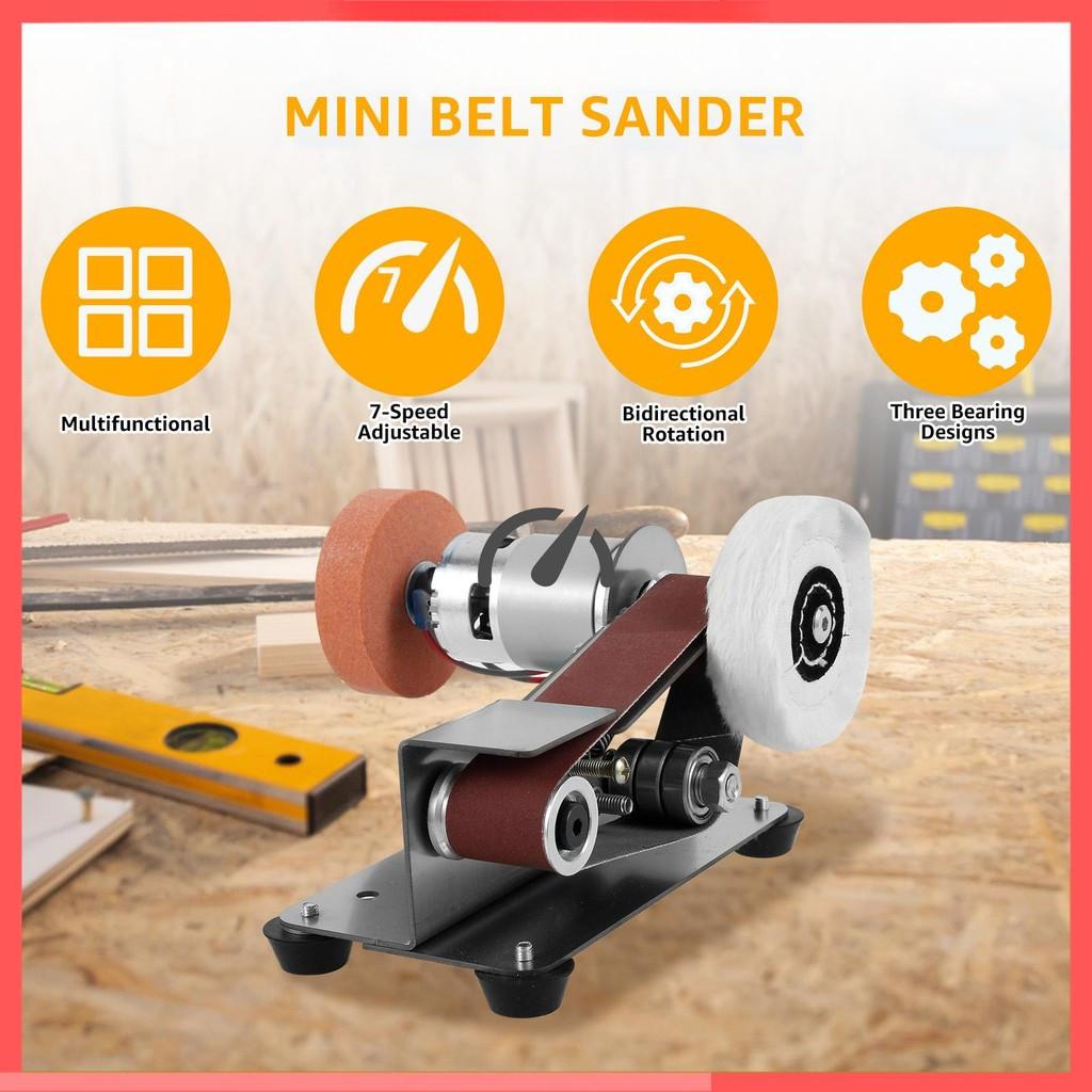 Multifunctional Mini Belt Sander 7-Speed Adjustable Electric Belt Grinder Low Noise 15° Cutter Sharpener Sander Tool