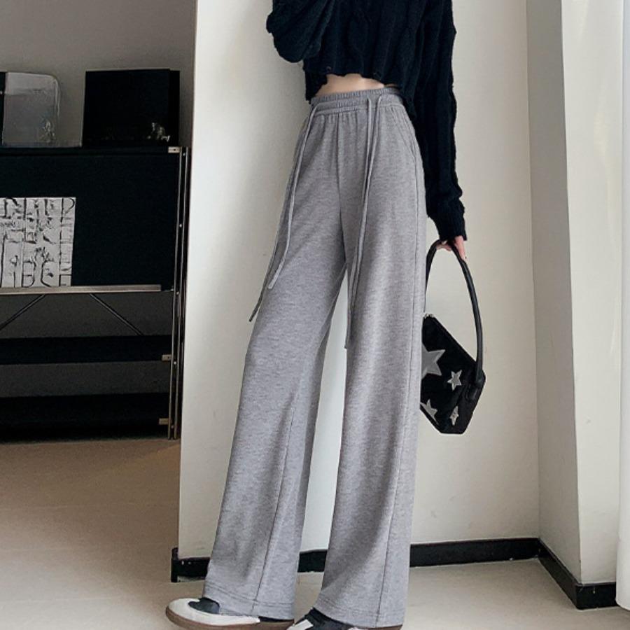 Faux Cashmere Wide Leg Pants for Women Autumn Winter High Waisted Loose Fit Casual Straight Leg Floor Length Pants