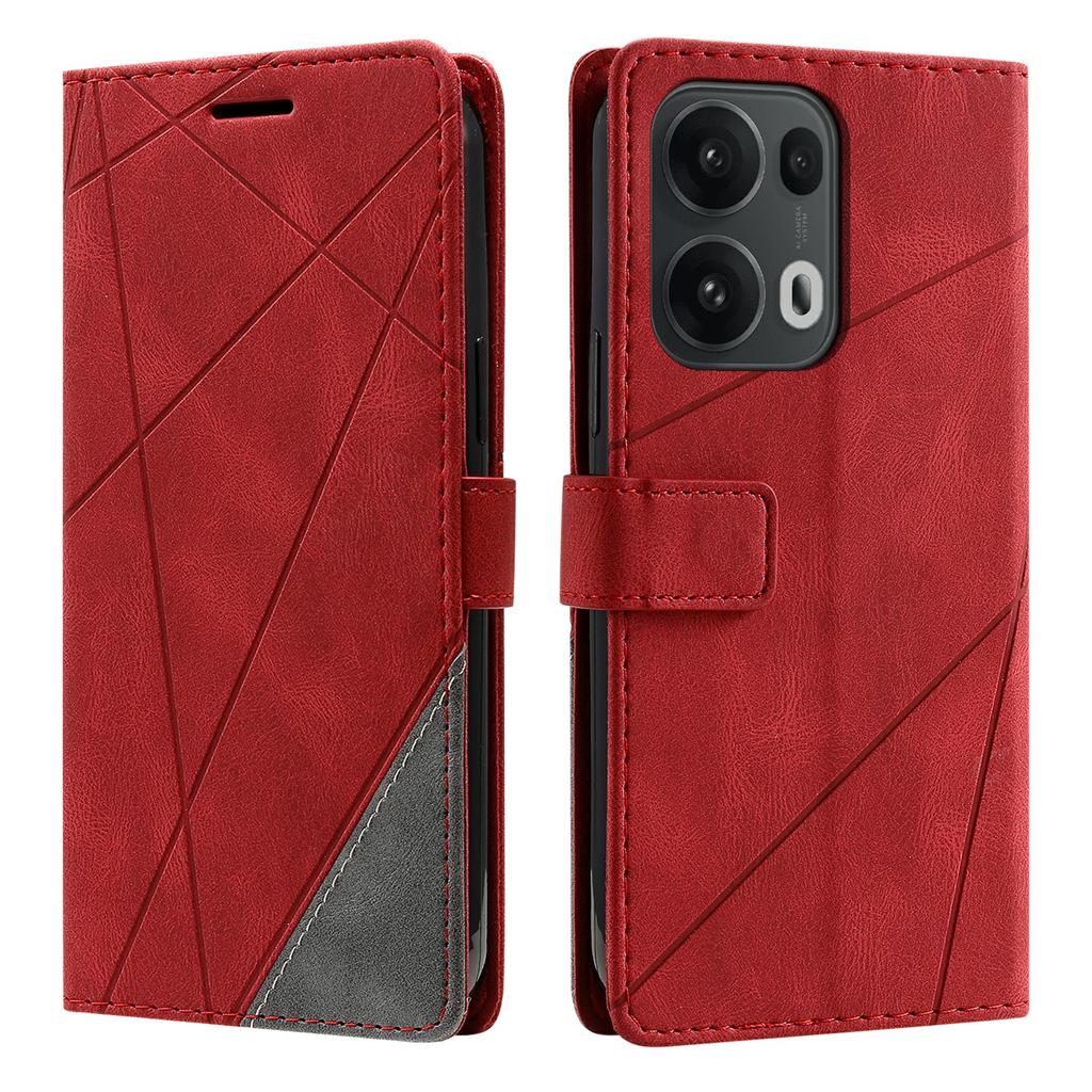 For Oppo Reno13 Pro 5G Case Imprinted Lines PU Leather Splicing Wallet Phone Cover