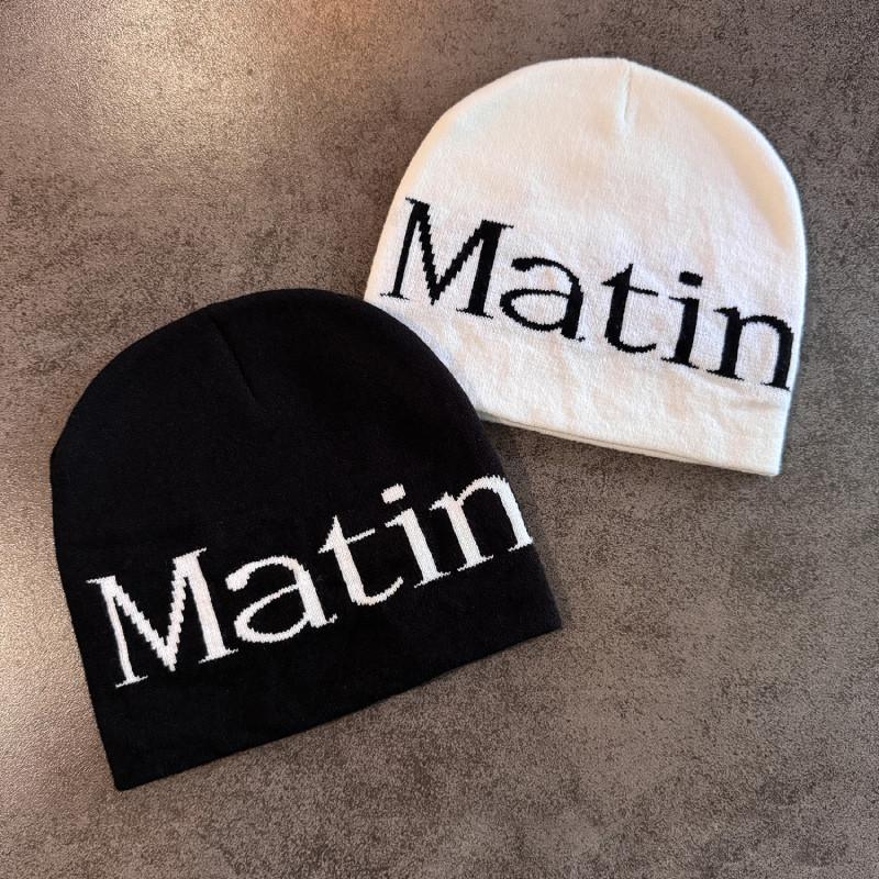 Streetwear Letter Matin Knitted Beanie Warmth Ear Protection Cold Seasons Cap