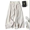 Summer  Cotton Linen Wide Leg Pants Womens Loose Literary Straight Tube Casual High Waist Large Size Solid Long Pants 20624