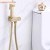 Brass Bidet Faucet Gold Handheld Toilet Bidet Sprayer Hygienic Shower Toilet Faucets Single Cold Water Tap Self Cleaning