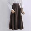 Black Long Skirt Women Spring Korean Elegant Vintage High Waist A-line Midi Length Skirt For Office Lady