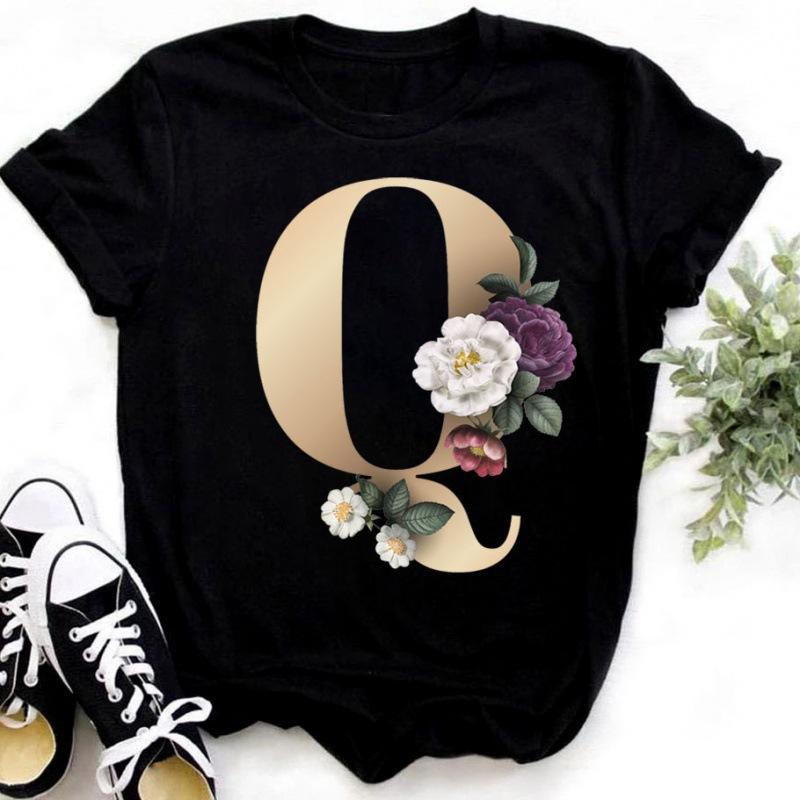 Summer Women's Fashionable Simple Floral Letter Printed Pure Cotton Short Sleeved Women's T-Shirts Women’s