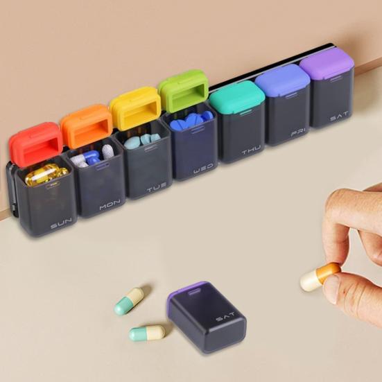 Weekly Pill Organizer with Magnet 7-Day 1 Time Daily Reminder Medicine Dispenser Portable Pill Container Holder Large Capacity Medicine Box