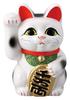 Ale-net Maneki-neko (Lucky Cat) 9.5 X 8.5 X 13cm (H) White Oval Cat, Size 4, Right Handed, Brings Money, Ceramic, Tokoname Ware, Made In Japan
