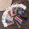 1PC Storage Pouches Elegant Flower Satin Reusable Traditional Brocade Jewellery Bag Gift Bags Embroidery Drawstring