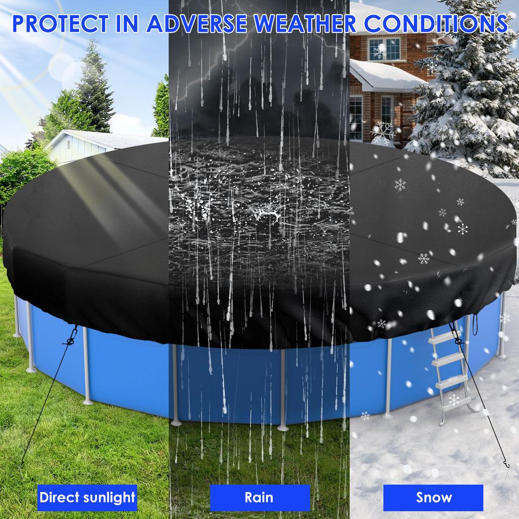 8/10/12FT Round Swimming Pool Covers Summer Pool Cover Protector Heavy Duty Tear Resistant Pool Cover For Aboves Ground Pools