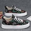New Men's Shoes Summer Breathable Ethnic Style Canvas Shoes Platform Sports Casual Shoes Trend Low Top Board Shoes Men