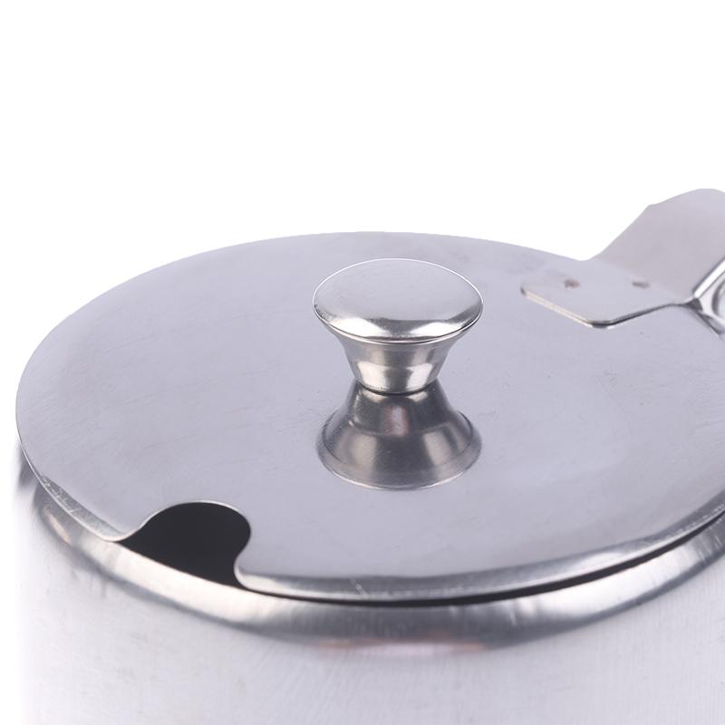Practical Stainless Steel Sugar Bowl With Handle Lid Spoon Dustproof Waterproof Seasoning Jar Kitchen Restaurant Spice Container