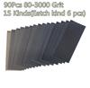 90Pcs Wet Dry Sandpaper 80 -3000 Grit Assortment 9x3.6'' Abrasive Paper Sheet Sanding