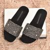 Fashion 2025 Glitter Sequins Slippers Woman Wide Fit Flat Sandals Crystal Slides Shoes Ladies Flipflops Antiskid Babouche Femme Pantufas