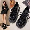 British Style Small Leather Shoes Women's 2025 New Autumn Shoes Platform-soled Lace-up Round Head Single Shoes Spring and Autumn Retro Loafers