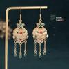 2022 Ethnic Court-Style Enamel & Imitation Hetian Jade Tassel Earrings