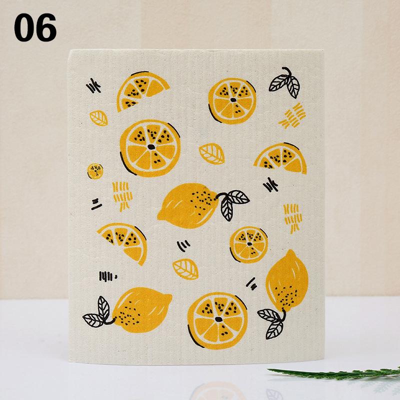 1PC Kitchen Printed Absorbent Dishcloth Cellulose Cleaning Cloths Wet Dry Household Rag Reusable