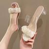Fashion Transparent Crystal Slippers with High Heels5cm~9cm Fashion Sandals, Summer Beach Casual Thick High Heels Sandals, Women's Shoes