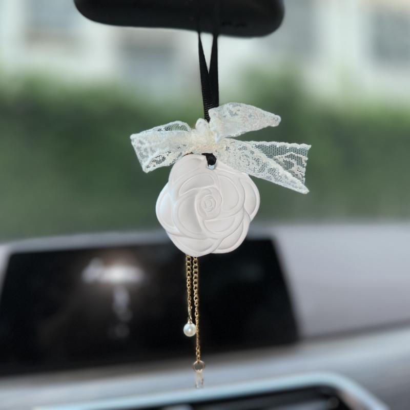 1pcCamellia Car Air Freshener Hanging Decoration Bathroom Bedroom Wardrobe Flower Plaster Pendant Diffuser Stone Wedding Gift Bl