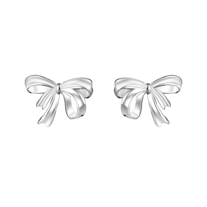 Earrings For Women, Screw-Buckle Ear Bone Nail Earrings, Trendy Ear Piercing, Japanese Style, Small Ribbon Bow, Screw Earrings
