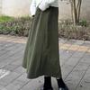 Autumn Winter Women's Plus Size Retro Corduroy Midi Skirt Loose Slim-Fitting A-Line Umbrella Skirt
