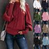 Winter Collar Sweater Women Loose Long-sleeved Knitted Solid Color Sweater