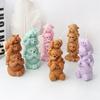 3D Monkey Bear Shape Silicone Candle Mold Family of Three Overlapping Animals Resin Molds DIY Handmade Crafts Home Decor Gifts