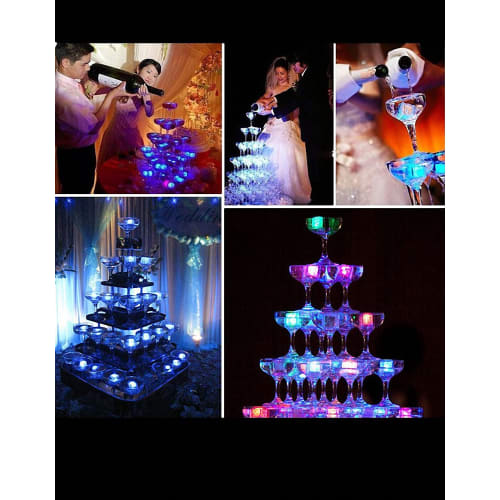 Set of 12 LED Sensor Ice Lights, Multicolored, Glowing Ice Cubes for Parties, Champagne Towers, Weddings, Year-End Parties, and Bar Decorations