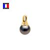 Compagnie Générale Des Perles - Solid Genuine Tahitian Pearl Pendant Round 11-12 Mm 18 Cts Yellow Gold - Women's Jewelry