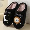 Fashion Moon Clock Warm Indoor Cotton Slippers  New Winter Cotton Slippers Home Anti Slip Plush Floor Cotton Shoes Chanclas Mujer