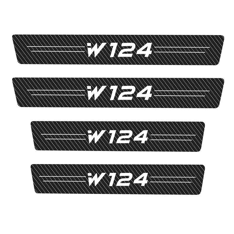 Four Carbon Fiber Scratch Protection Stickers for Car Doorsill Are Applicable To Mercedes Benz W124 W203 W204 ML Auto