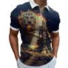 Tiger 3d Print Zipper Polo Shirts Mens Sportwear T Shirt Animal Pattern Short Sleeve Summer Polos Top Men