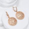 Hollow Embossed Round Large Dangle Earrings for Women Ethnic Daily Vintage Jewelry Statement Accessories