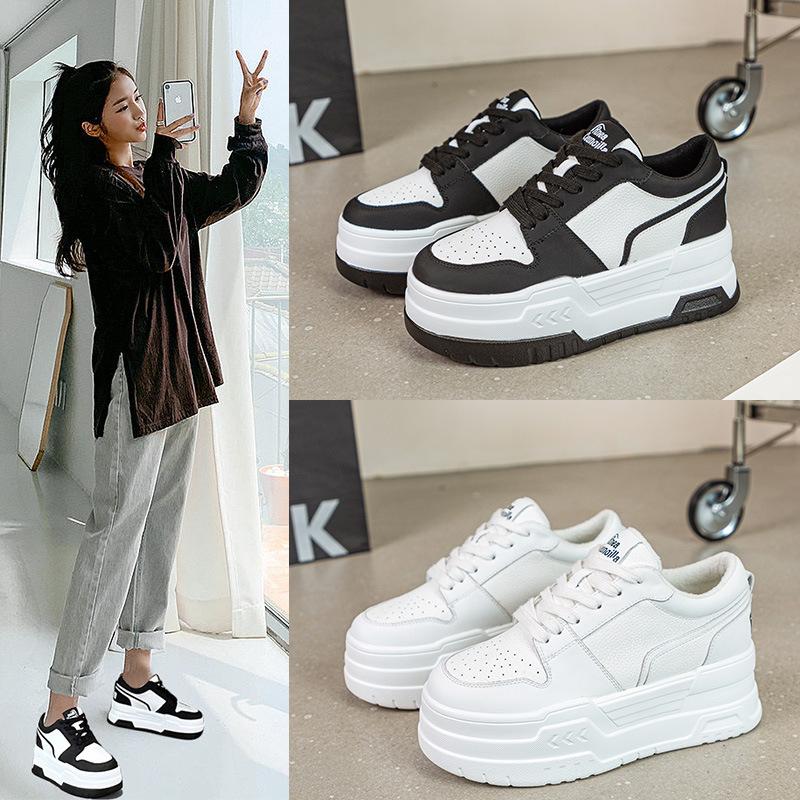 Platform White Shoes Women's Leather Spring and Summer 2025 New Board Shoes Women's Height Increase Sports and Leisure Versatile Women's Shoes Tide