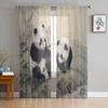 Bamboo Carp Chinese Ink Painting Tulle Curtains For Living Room Bedroom Kitchen Decoration Chiffon Sheer Voile Window Curtains