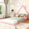 Children's Bed 90x200cm, Slatted Frame, Pine wood+MDF, House Shape, Minimalist Styling, Adult/youth, Without Mattress