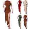 Women's Sexy Party Dress Sexy Club Night Dress Women Casual Black Split Cocktail Party Club Dress With High Slit