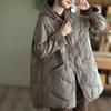 Winter Loose Hooded Medium and Long Down Jacket, Thin and Versatile Warm Single-breasted White Duck Down Women's Jacket